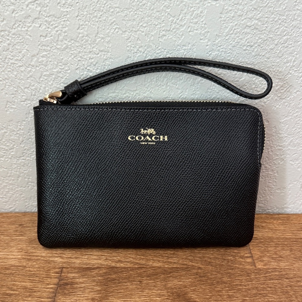 Coach Black Leather Wristlet